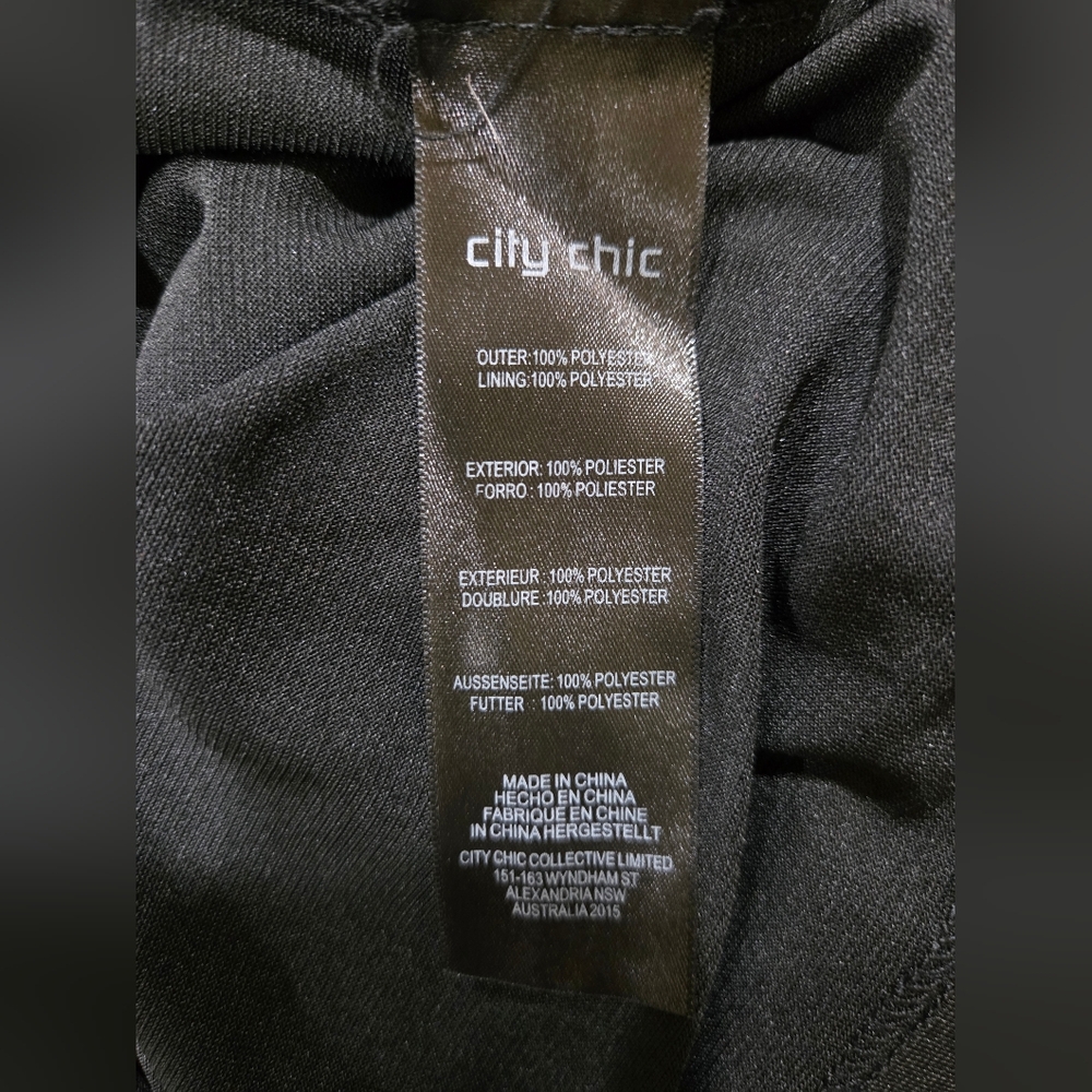 City Chic Black Faux Wrap Midi Dress with Tulip Sleeves - Size 16 - Picture 9 of 11